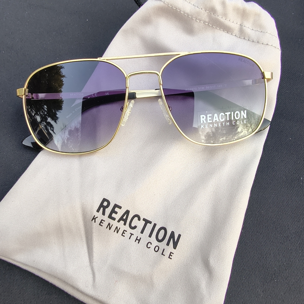 Kenneth Cole Reaction Gold Navigator Sunglasses Purple Gradient KC2970 31W 56mm